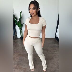 OOTDFash Cream Boot Cut Pants